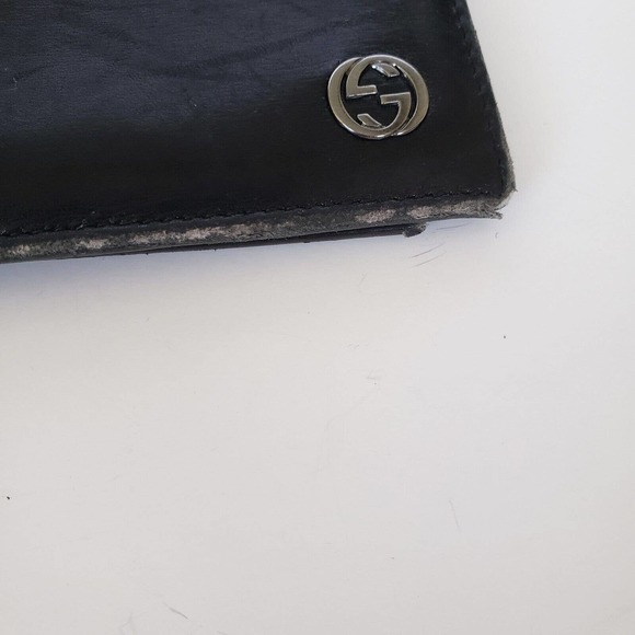 Gucci Designer Men's Card Wallet Black Silver Bifold 4x3 Leather Folding Medium - Picture 10 of 12